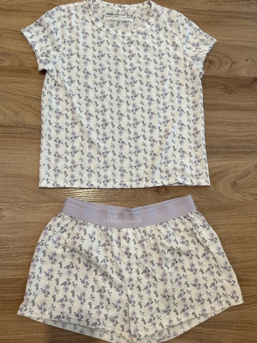 Abercrombie Kids Girls 2 Pc Pajama Set Floral Purple Sleepwear Size 9/10